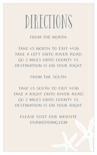 Two playful starfish accent the bottom of the Starfish Beach Direction Cards.