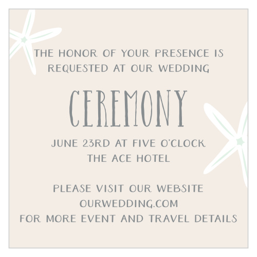 Playful illustrated starfish accent your text on the Starfish Beach Ceremony Cards.
