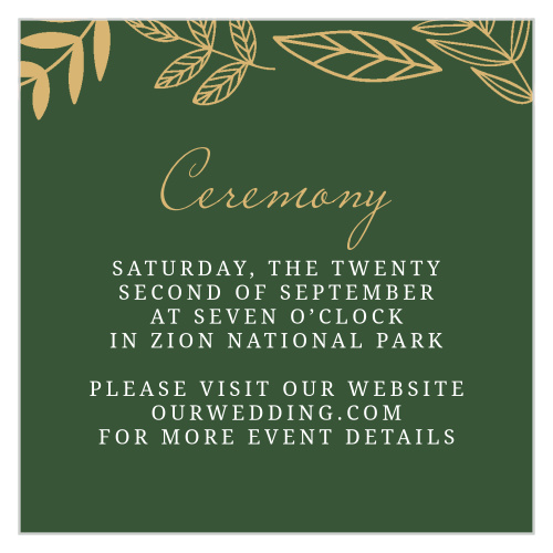 The Secret Garden Foil Ceremony Cards are small and versatile enclosure cards.
