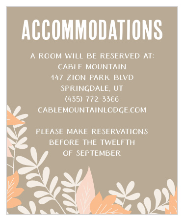 Help guests make travel plans with the Autumn Foliage Accommodation Cards.
