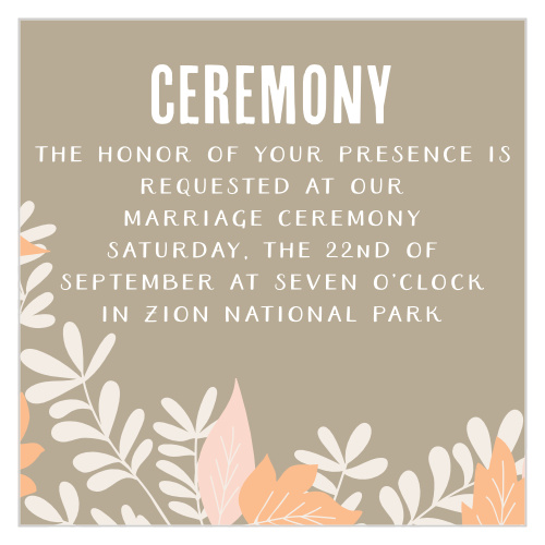 Create truly custom wedding stationery with the Autumn Foliage Ceremony Cards.
