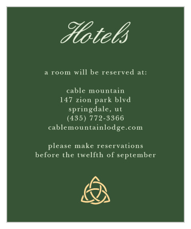 Make sure guests have a place to stay before and after wedding festivities with the Celtic Dream Accommodation Cards.