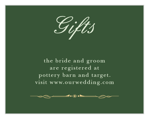 Let guests know where you have registered with the Celtic Dream Registry Cards.