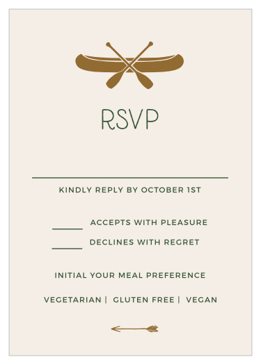 Collect RSVPs to your outdoorsy wedding with the Summer Camp Weekend Response Cards. 