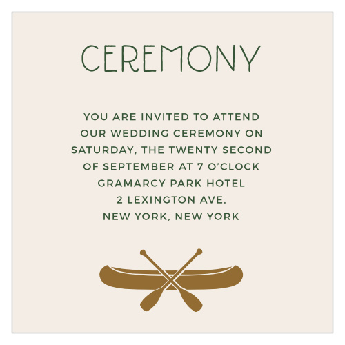 Create invites to your outdoorsy wedding ceremony with the Summer Camp Weekend Ceremony Cards. 