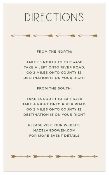 A border of trendy arrows decorates the Summer Camp Weekend Direction Cards. 