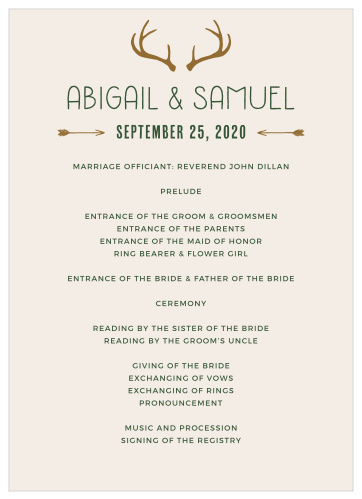 Organize your outdoorsy wedding ceremony with the Summer Camp Weekend Wedding Programs.