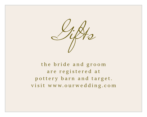 Direct guests to your wedding wish list with the Mediterranean Romance Registry Cards.