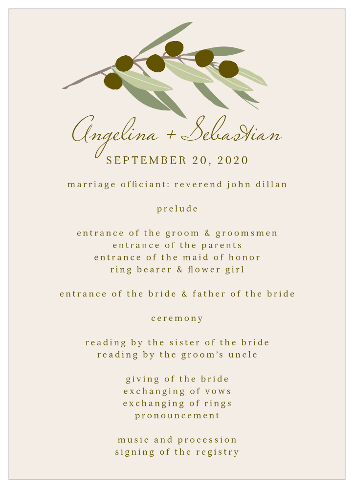 Mediterranean Romance Wedding Programs