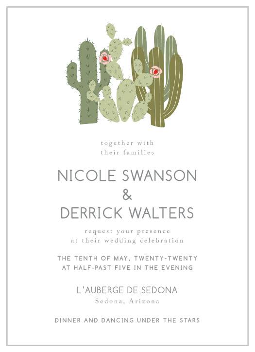 Invite guests to your desert wedding with the Prickly Pear Wedding Invitations.