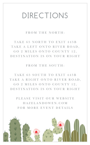 Help guests find your desert wedding venue with the Prickly Pear Direction Cards.