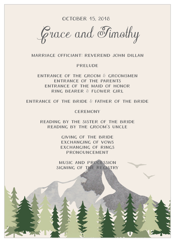 Forest Escape Wedding Programs