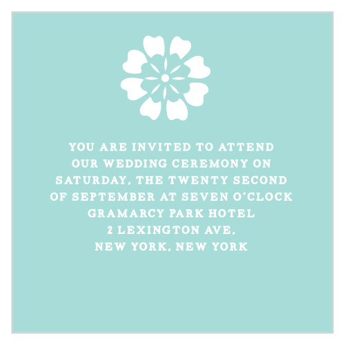 A beautiful paper cutout illustration of a flower tops the Papel Picado Ceremony Cards. 