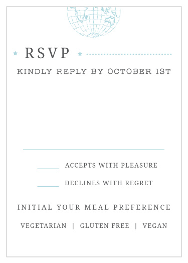 Collect RSVPs for your jet set wedding with the Bon Voyage Response Cards.