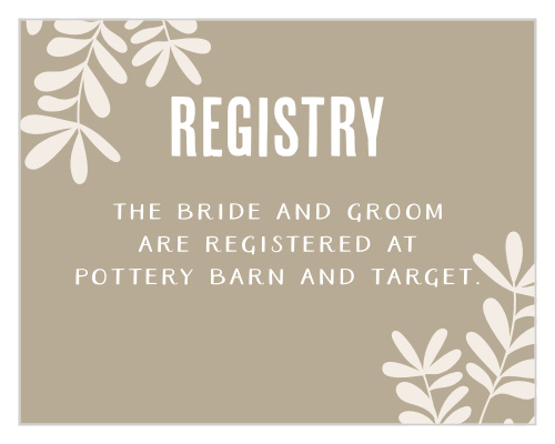Direct guests to your wedding wish list with the completely customizable Autumn Foliage Registry Cards. 
