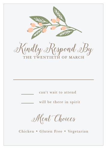 Create the perfect RSVPs to go with your wedding stationery using the Spring Berries Response Cards. 