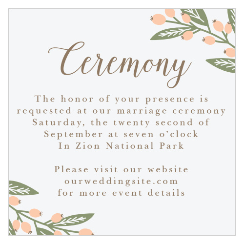 The Spring Berries Ceremony Cards are an excellent way to incorporate additional wedding details into your wedding stationery.