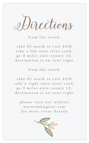 The Spring Berries Direction Cards' tall design is perfect for detailing driving directions.