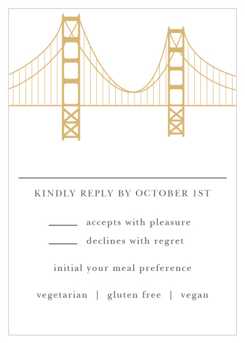 Collect RSVPs for your California wedding with the Golden Gate Foil Response Cards.