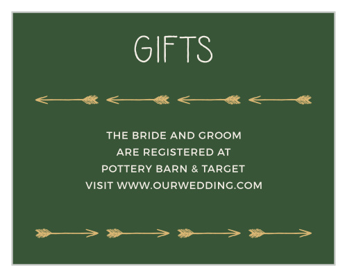 Help guests find your wedding wish list with the Summer Camp Weekend Foil Registry Cards.
