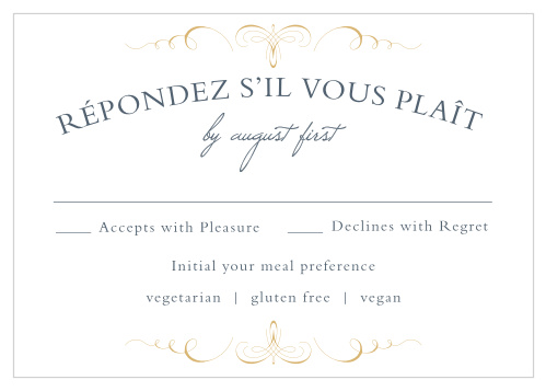 The Old World Winery Foil Response Cards are a sophisticated and refined way to collect RSVPs. 