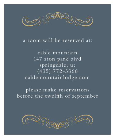Customize the Old World Winery Foil Accommodation Cards to meet your unique wedding stationery needs.