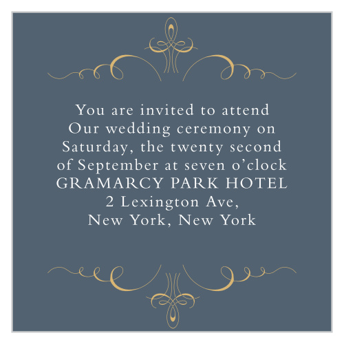 The Old World Winery Foil Ceremony Cards are regal sophistication.