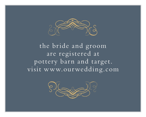 The Old World Winery Foil Registry Cards are small, sophisticated and completely customizable enclosure cards.