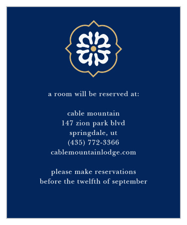 Give guests hotel and other pertinent travel information with the Spanish Tile Foil Accommodation Cards.