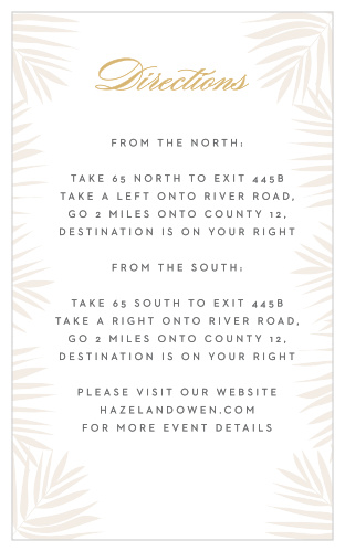 Help guests find your destination wedding venue with the Tropical Flamingo Foil Direction Cards. 