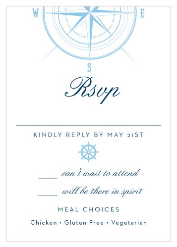 Don't let wedding planning bog you down. Simplify the RSVP process with the Nautical Compass Response Cards.