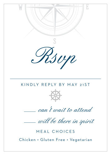 Don't let wedding planning bog you down. Simplify the RSVP process with the Nautical Compass Foil.