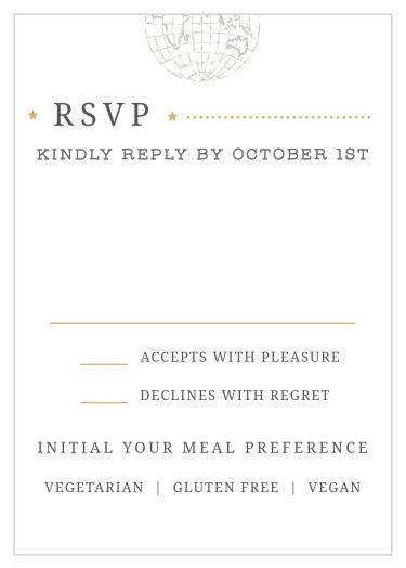 Collect RSVPs for your jet set wedding with the Bon Voyage Foil Response Cards