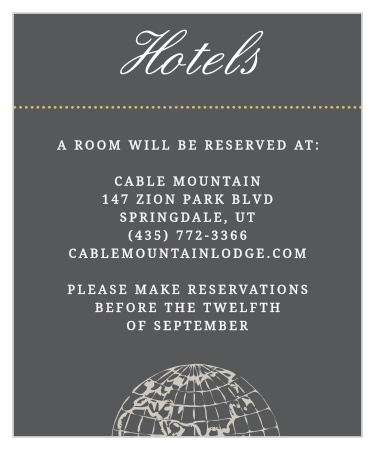 Customize the Bon Voyage Foil Accommodation Cards for your jet set wedding.