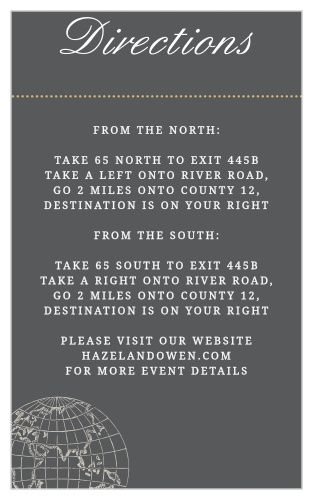 Help guests find your jet set wedding venue with the Bon Voyage Foil Direction Cards.