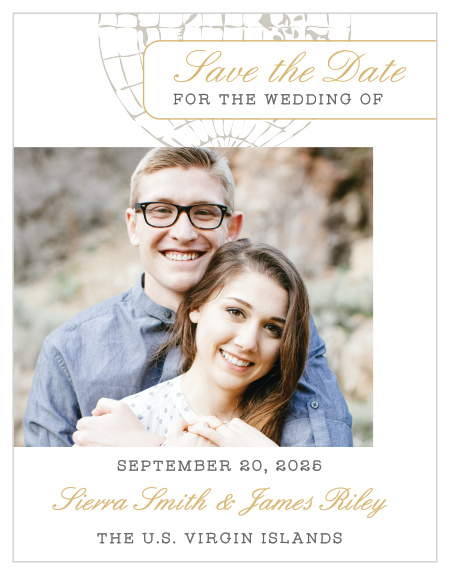 Announce your jet set wedding with the Bon Voyage Foil Save-the-Date Cards.