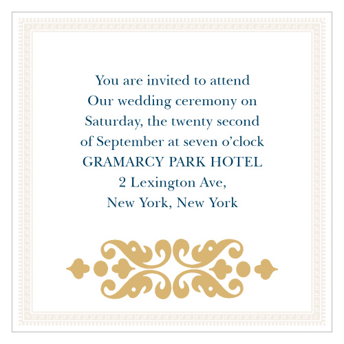 The Moroccan Frame Foil  Ceremony Cards incorporate additional wedding details into your wedding stationery. 