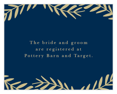 Direct guests to your wedding registries with the Falling Leaves Foil Registry Cards.