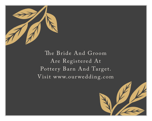 The ethereal style of the Lovely Laurel Foil Registry Cards is consistent with the rest of the Lovely Laurel Foil Wedding Invitation Suite.