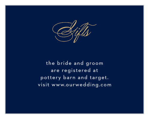 Help guests find your wedding wish list with the Posh Postmark Foil Registry Cards.