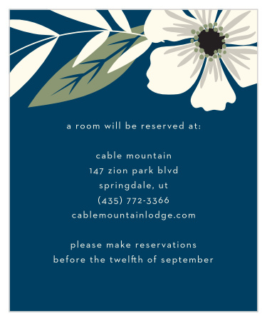 Make sure your wedding guests have all the info needed to make travel plans with the Rustic Blooms Accommodation Cards.