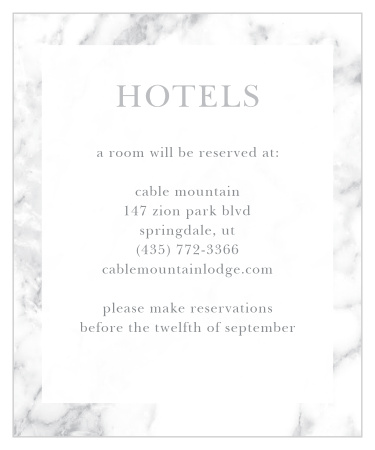 Ensure guests know the best travel reservations to make with the Cool Marble Accommodation Cards.