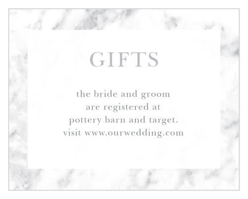 Help guests find your wedding wish list with the Cool Marble Registry Cards. 