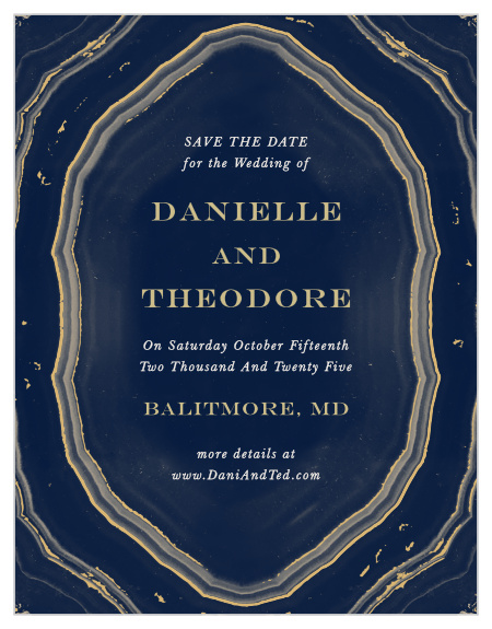Create save-the-dates that mimic one of nature's most luxurious natural marvels with the Gorgeous Geode Save-the-Date Cards. 