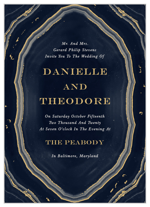 Send invites that mimic one of nature’s most luxurious natural marvels with the Gorgeous Geode Foil Wedding Invitations.