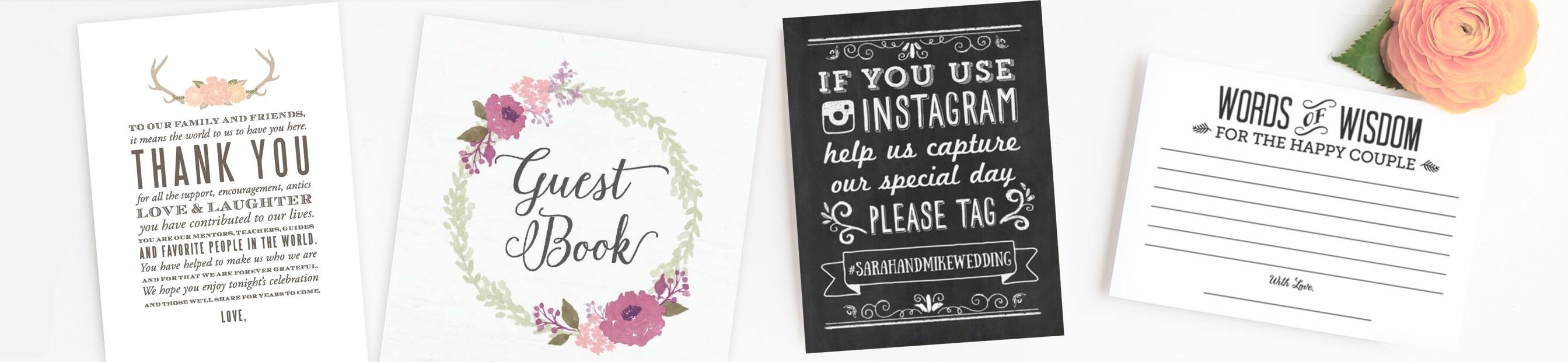 Pink Watercolour Floral Instagram Hashtag Personalised Wedding Sign 