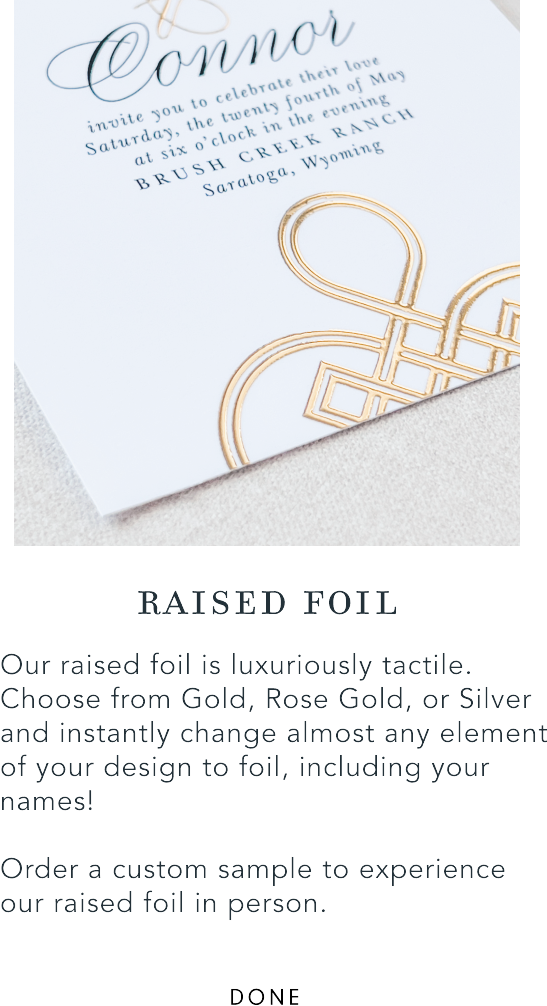Raised foil information