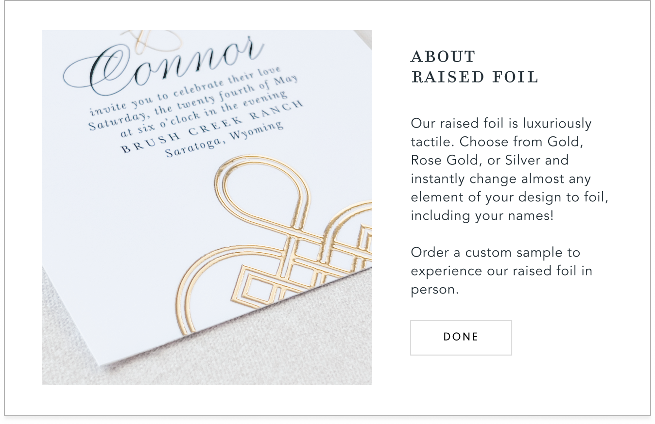 Raised foil information